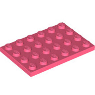 Lego destička 4x6, korálová (6258105)
